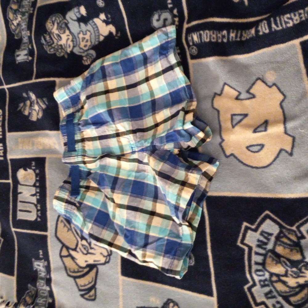 Boys 24m blue plaid shorts